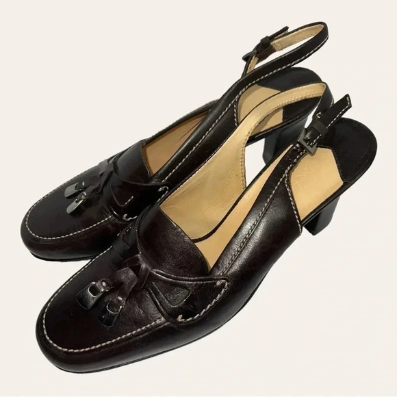 ANTONIO MELANI‎ CLOSED TOE HEELS BLOCKED HEEL STRAP AROUND ANKLE SIZE 6.5 - Picture 3 of 12